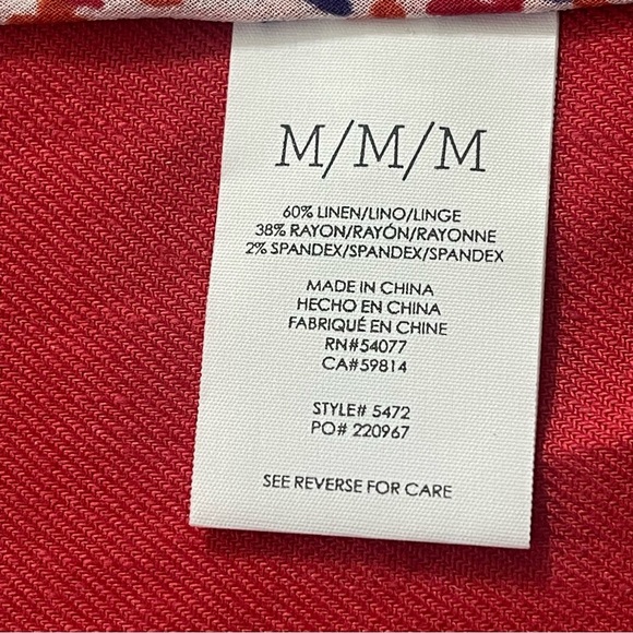 CAbi Valentine Linen Blend Double Placket Button Red Blazer Medium - Picture 4 of 11